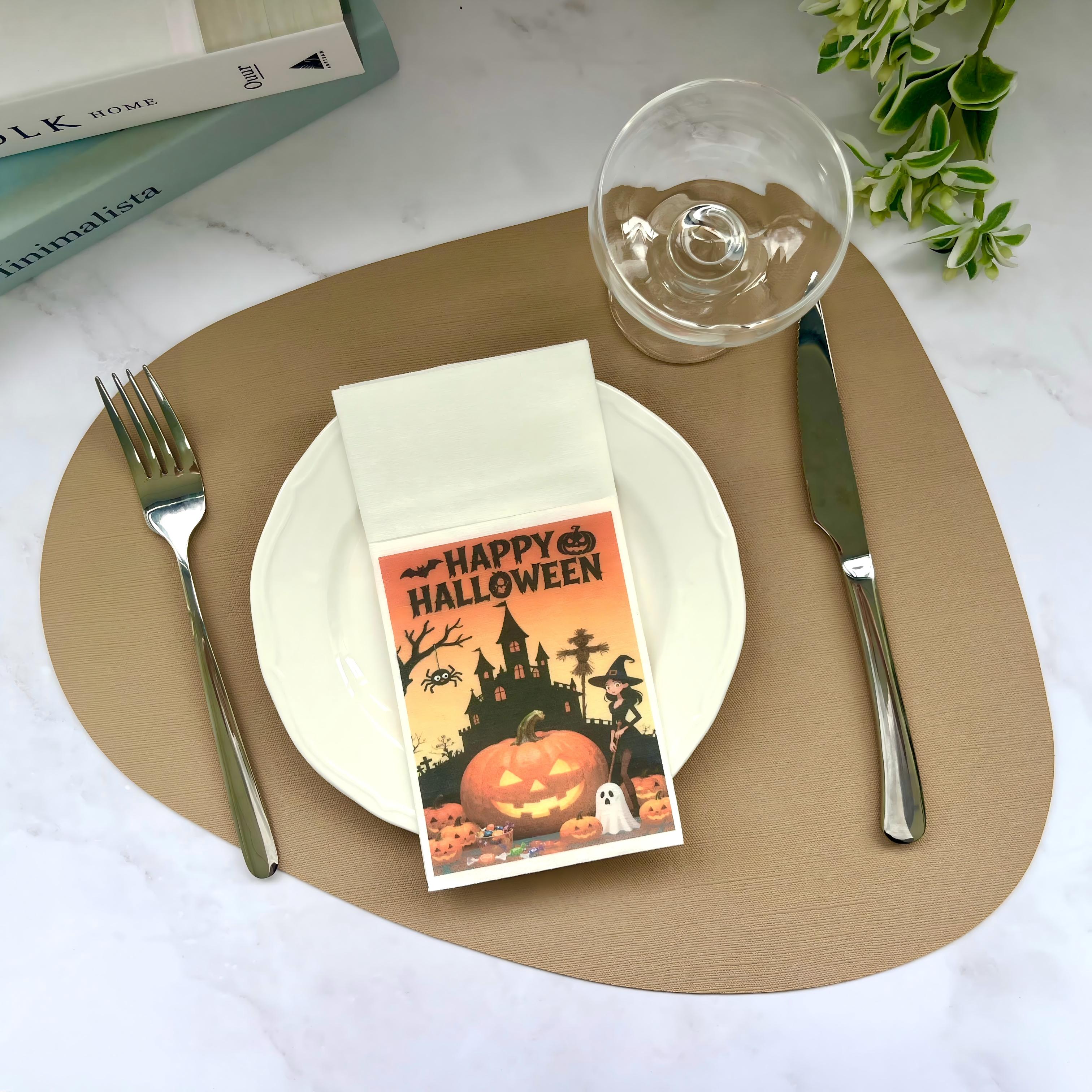 HALLOWEEN Reka bentuk Percetakan Tersuai Napkin Airlaid Kertas Airalid