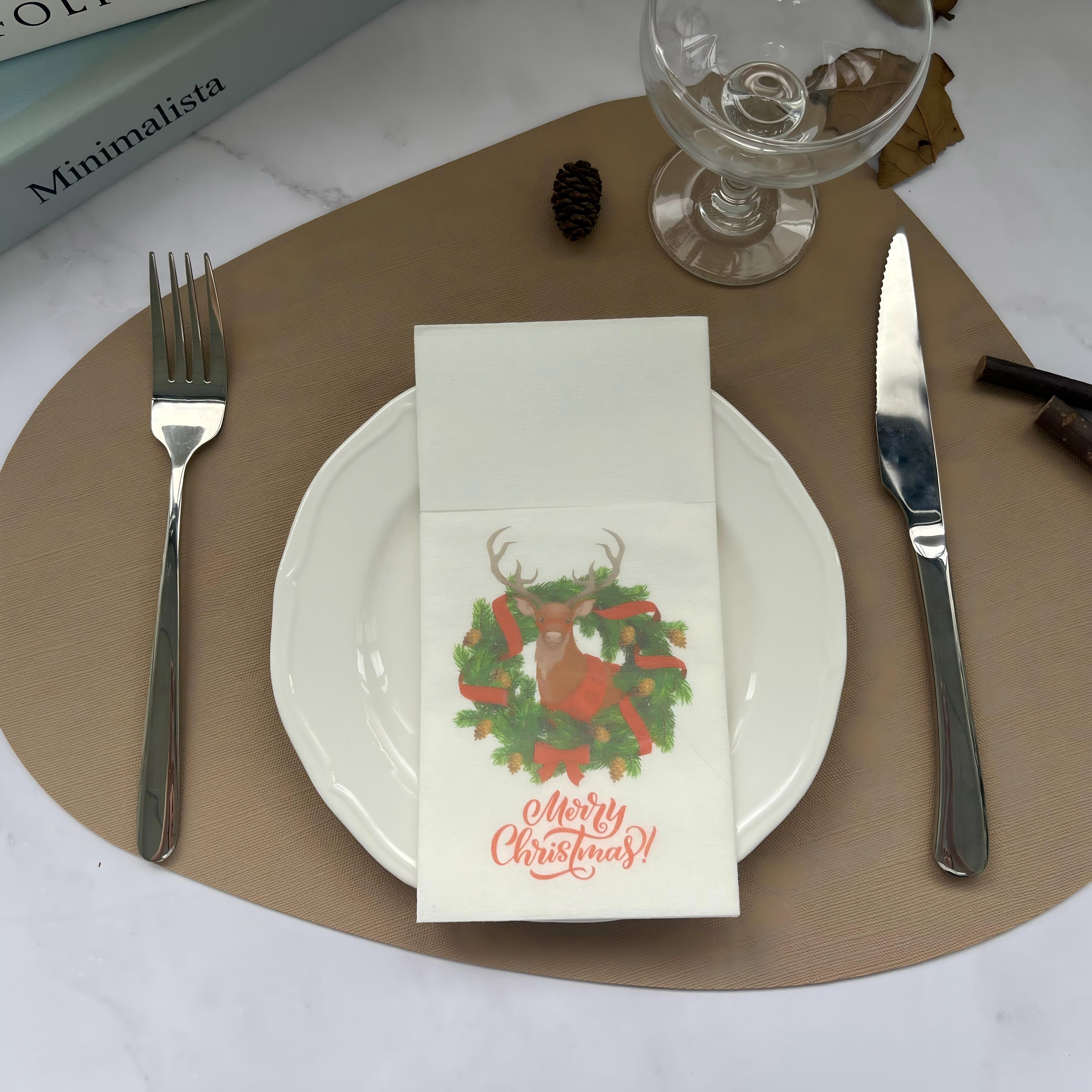 Napkin Airlaid Makan Malam Reka Bentuk Percetakan Tersuai Merry Christmas